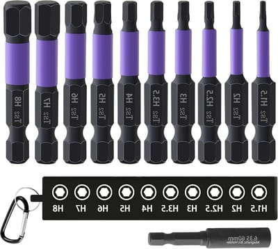 Set van 10 hexagonale schroevendraaierbits, 50 mm, H1.5 – H8, S2, magnetische schroefbits voor impact schroevendraaiers met verlengstuk en bit houder