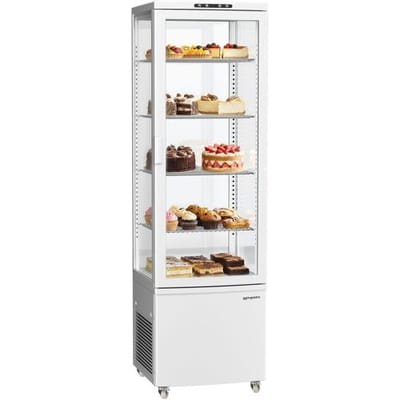 GGM Gastro Panoramavitrine - 235 Liter - 1 Glastür - 4 Ablagen - Weiß Zilver