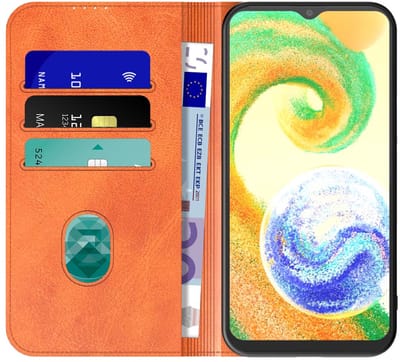 Geschikt voor Samsung Galaxy A04s Telefoonhoesje Bruin Kunstleer Met Magnetische Sluiting - Portemonnee BookCase Met Pasjeshouder - ProtX