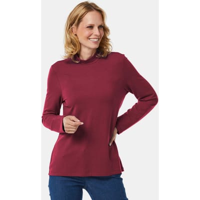 Shirt met opstaande kraag met lange mouwen - donkerrood - Gr. 50 van Goldner Fashion