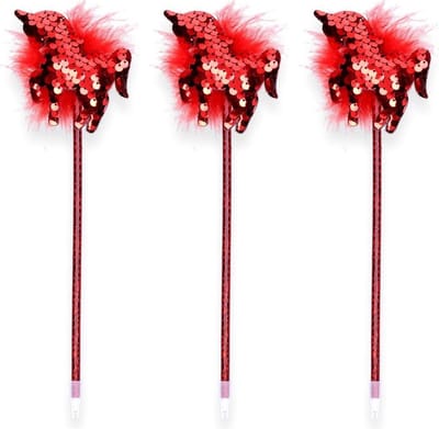 Eenhoorn Balpen | Unicorn | Pailletten Pennen met Fluffy Veren | 3 stuks