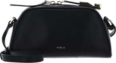 FURLA Leren Schoudertas Vitello Sidney Goccia Crossbody Nero Zwart