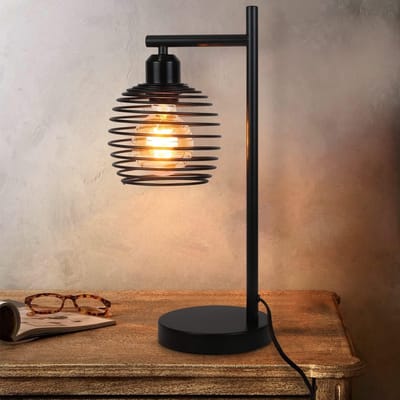 Vintage tafellamp met E27 fitting - Zwarte metalen nachtlamp voor slaapkamer, woonkamer en kantoor, retro design, max 60W, inclusief schakelaar