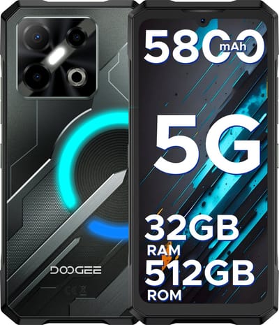 DOOGEE Blade GT Pro 5G - Smartphone - Robuuste Smartphone - 32GB RAM + 512GB ROM/2TB TF - Android 14 - 5800mAh/18W - 6,72 inch FHD+ 120Hz Scherm - IP68 Waterdicht - Dimensity 7025 - 100MP AI Camera - Face ID - RGB LED - NFC - Zwart