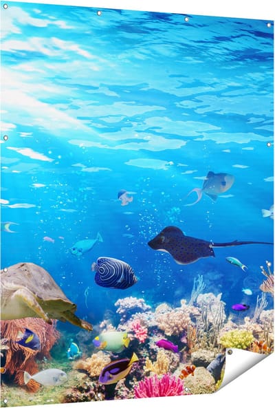Gards Tuinposter Vissen met Koraalrif onder Water - 120x150 cm - Tuindoek - Tuindecoratie - Wanddecoratie buiten - Tuinschilderij