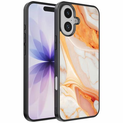 Geschikt voor iPhone 17 Telefoonhoesje met marmer opdruk - TPU backcover case marble design - Oranje - Smartphonica geschikt voor iPhone 17