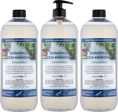 Shampoo Zen Moment - 1 liter (transparant) - 3 Stuks - met pomp - Voordeelverpakking - Haarverzorging