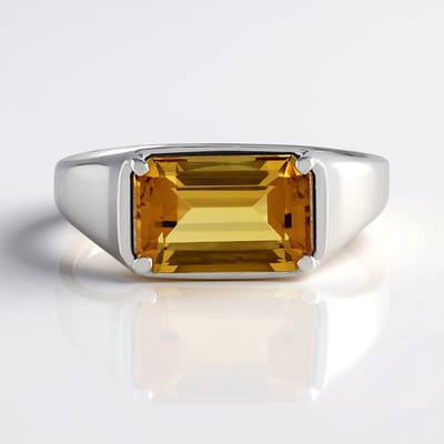 Cavill - Zilveren ring met platina coating - 3,792 ct achthoekige gele scapoliet uit Brazilië - moderne elegante ring dames - sterling zilver