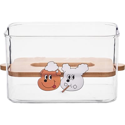 Tissuehouder met Houten Deksel Ophefbaar Plastic Gezichtspapierdoos Transparante Servetten Opbergdoos Type 1 Uniform Size white