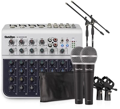 SubZero 8 Kanalen Mini Mixer en Microfoon Pakket
