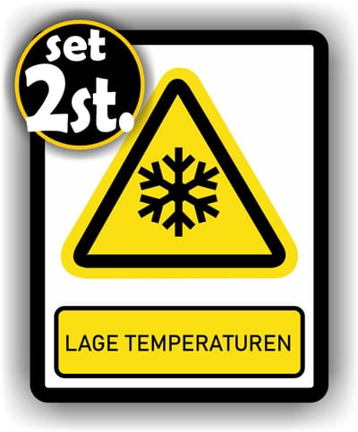 Jerma - Lage temperaturen - Stickers - 2 st. - 14 x 18 cm - Zelfklevend - Weerbestendig - ISO 7010