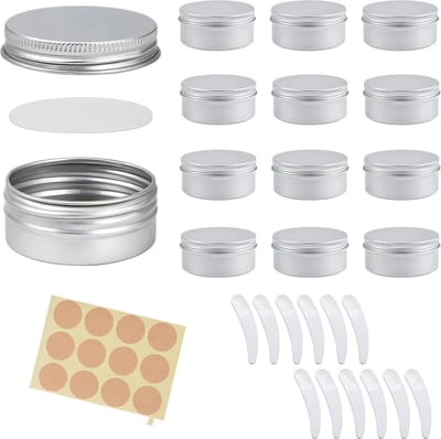JGS ® Compact en Herbruikbare Aluminium Opbergpotjes voor Cosmetica en Meer - Set van 12 Stuks