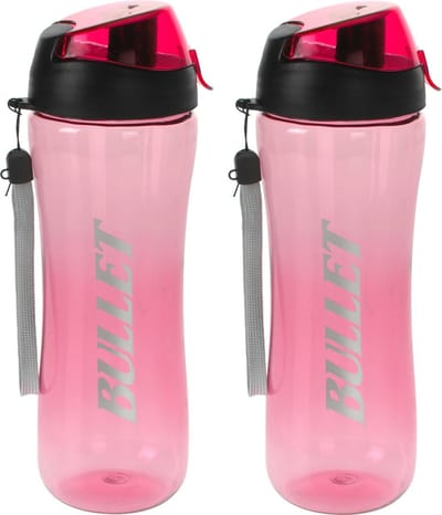 2x stuks bidon drinkfles/waterfles roze 700 ml - Sportfles/sportbidon - Kunststof