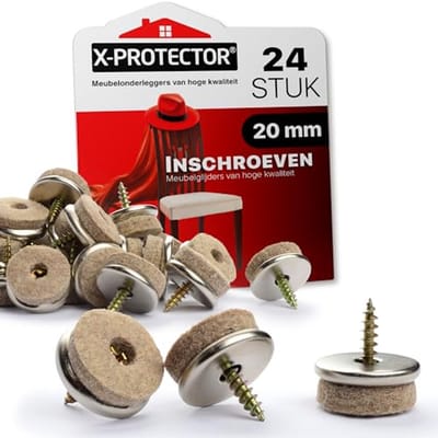 Vilt Pads voor Stoelen - 24 Stuks - 20mm Vilt Glijders voor Houten Vloeren - Beige Vloer Beschermers voor Meubelpoten - Meubel Glijders voor Houten Vloeren