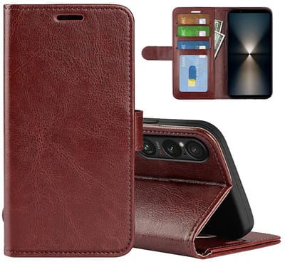 MobyDefend Hoesje - Geschikt voor Sony Xperia 1 VII - Wallet Book Case (Sluiting Achterkant) - Bruin