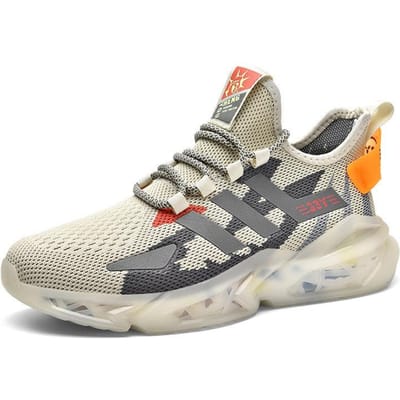 Nieuwe Lente- en Zomersportschoenen Popcornzool Herenschoenen Lichtgewicht Ademend Hardlopen Sportschoenen Heren Modieuze Schoenen in Koreaanse Stijl Heren 45 gray