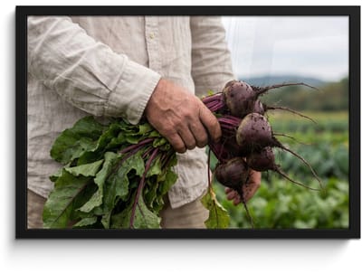 Poster in lijst - Fotolijst 60x40 cm - Posters - Bieten - Vers - Moestuin - Posterlijst zwart - Decoratie - Wanddecoratie woonkamer - Muurdecoratie slaapkamer
