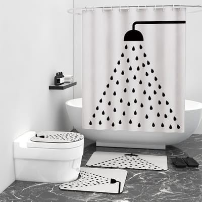 Floraweg Douchegordijn,Shower Curtain,badgordijn,badkamergordijn,Douche in waterspray,-topkwaliteit - digitale printen -Anti Schimmel - Inclusief 12 ringen -met 12 stuks douchegordijnhaken – Waterdicht -Wasbaar- Polyester - 180x200 cm