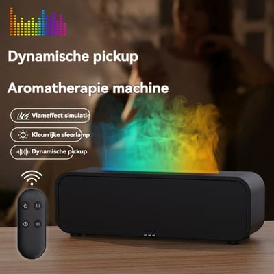 Aroma Diffuser met Afstandsbediening-Diffuser - Vlameffect - Geurverspreider - Luchtbevochtiger - Aromatherapie - Led lamp - kleuren - Verstuiver etherische olie - Vernevelaar - 250ml Slaapkamer- Kantoormeubel