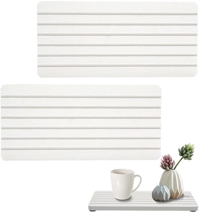 Dailygoods- Onderzetters Waterabsorberend - 2 Stuks - Antislip - Diatomietsteen - Badkamer/Keuken - 21 x 10 x 0,9 cm - Druipmat