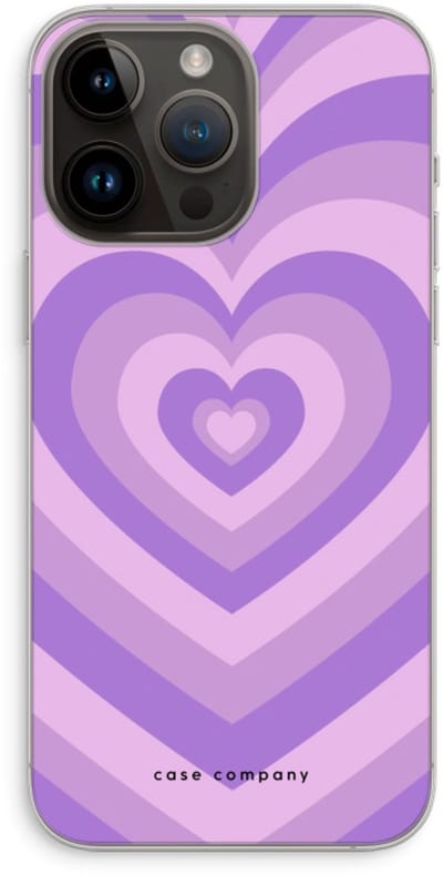 Case Company® - Hoesje geschikt voor iPhone 14 Pro Max hoesje - Hart Paars - Soft Cover Telefoonhoesje - Bescherming aan alle Kanten en Schermrand