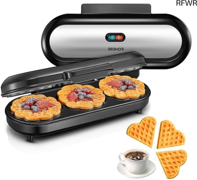 RFWR® Wafelijzer voor 15 Hartwafels - 1200 W Met Antiaanbaklaag voor Snelle Bereiding