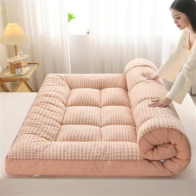 Vloerkussen Matras - Opvouwbaar Bed - Ruimtebesparend Slapen - Geheugenschuim Vulling - 80x200cm - Plaid