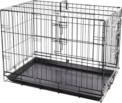 Draadkooi Hond - Hondenkooi Bench - Veilig Transport - Eenvoudig Opvouwbaar - 43x61x50 cm - Zwart