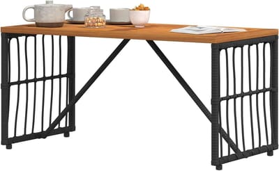 Outdoortafel - Tuintafel Bijzettafel - Buiten Ontspannen - Acaciahout Tafelblad - 80 x 40 x 40 cm - Zwart