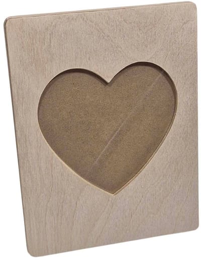 Playwood houten fotolijst hart naturel decoratie MDF plexiglas.