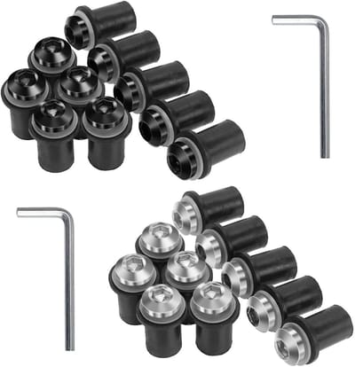 Windshield Screws - 20 Pieces - Two Colours - Aluminium Alloy Motor Cover - with Wrench - Easy Installation - Panel Screws - Suitable for Most Windscreens - Auto Accessoires