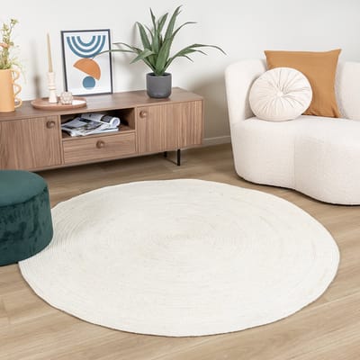 NATURL. Rond wollen vloerkleed - Wise Wit No. 001 - Ø 100cm