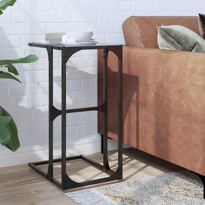 vidaXL - Bijzettafel - met - zwart - glazen - blad - 40x30x61,5 - cm - staal