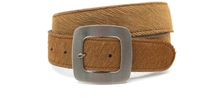 Camel hair-on-riem 4 cm breed met grote gesp - Dames riem - Leer - Jeans riem - Casual - Maat 95