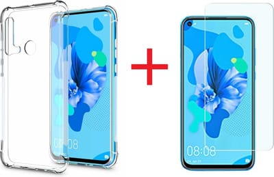 Hoesje Geschikt voor Huawei P20 lite (2019) Transparant Anti Shock Back hoesje + Screenprotector glas