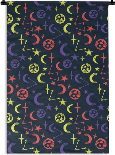 Wandkleed - Wanddoek - Sterren - Planeten - Design - 60x90 cm - Wandtapijt