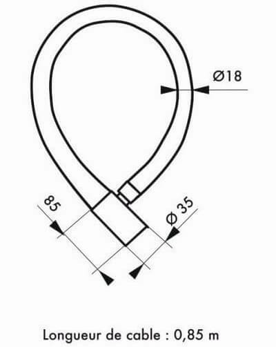 Gepantserd motorslot, met sleutel, SCORP, 18 mm, 85 cm, THIRARD