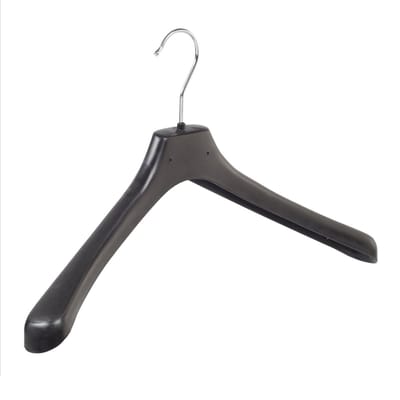 De Kledinghanger Gigant - Mantelhanger - Kostuumhanger - Jassenhanger - Volwassenen - LX45 - 50 Stuks - Kunststof - Zwart - Gebogen Model - Schouderverbreding 4,2 cm - 45 cm - Kledinghanger - Kleerhanger - LX-Serie (LX45_00/50)