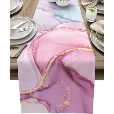 Roze Paars Marmer Linnen Tafel Runner Commode Sjaals Tafel Decor Boerderij Keuken Eettafel Runner Feest Decoratie 150x33cm