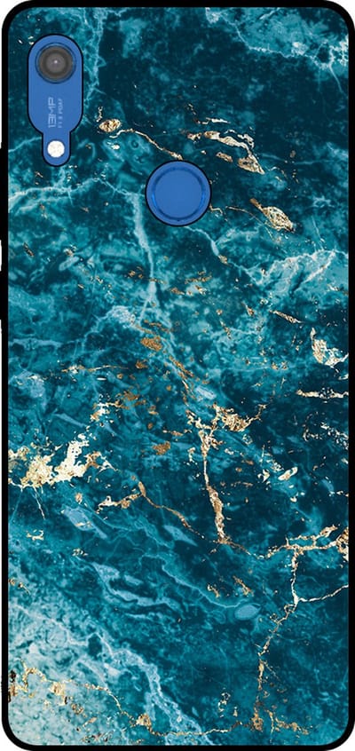 Smartphonica Telefoonhoesje Geschikt voor Huawei Y6S met marmer opdruk - TPU backcover case blue marble design - Blauw geschikt voor Huawei Y6S
