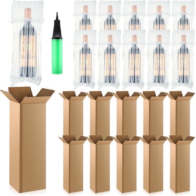 10x Luchtkussen Set Flessen Verpakking met Stevige Verzending Dozen voor Wijn