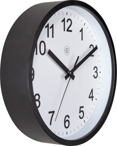 nXt Robust – Wandklok – 25,5 cm - Plastic - Zwart/Wit
