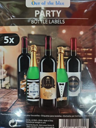 Fles etiketten - wijnfles etiketten - bottle labels - fles versieren - wijnfles versieren - stickers voor flessen - 5 stuks
