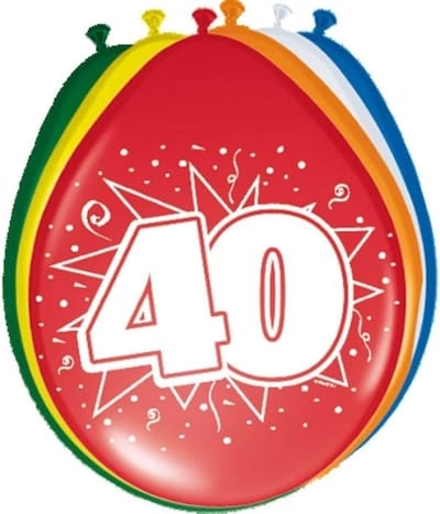 Folat Verjaardag leeftijd ballonnen 40 jaar - 16x - multi - 30 cm - feestartikelen/versieringen