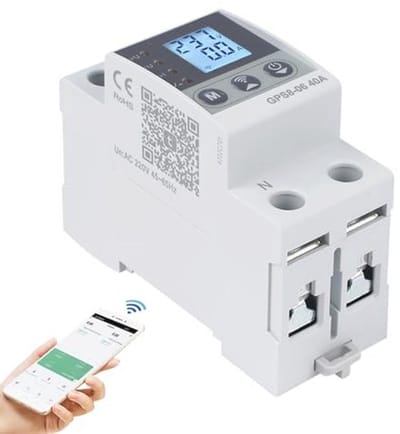 63A Wifi Schakelaar met Overspannings- en Overstroombeveiliging - Slimme Meter Functie, 230V AC, Zelfherstellend