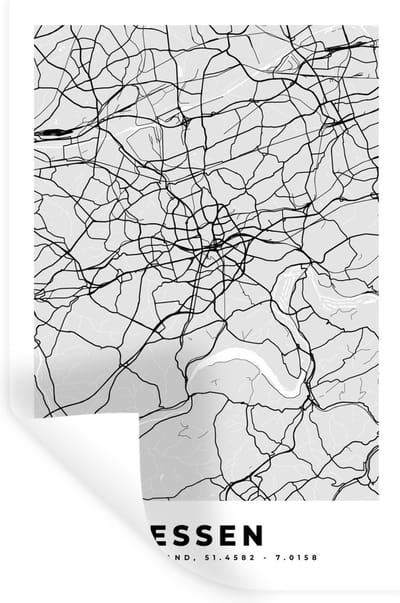 Muurstickers - Sticker Folie - Duitsland - Stadskaart - Plattegrond - Essen - Kaart - 20x30 cm - Plakfolie - Muurstickers Kinderkamer - Zelfklevend Behang - Zelfklevend behangpapier - Stickerfolie