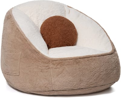 HOMMPA Zitzak Stoel van Kunstbont – Bean Bag Fauteuil als Cadeau – Comfortabele Bodemstoel voor Woonkamer & Slaapkamer – Kokosbruin – 75x60x60 cm