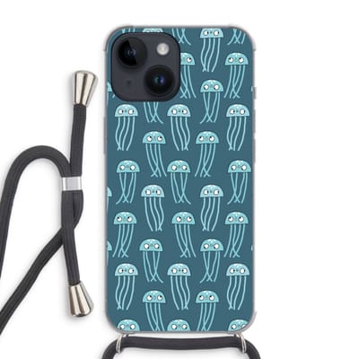 Case Company® - Hoesje met koord geschikt voor iPhone 14 hoesje met Koord - Kwallie - Telefoonhoesje met Zwart Koord - Bescherming aan alle Kanten en Over de Schermrand