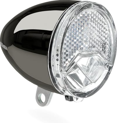 AXA 606 Auto Fietskoplamp – LED Voorlicht – 15 Lux – Dynamo – Auto On Lichtsensor – Geïntegreerde Reflector – Clear Lens Technology – 35 m Lichtbeeld – 2.250 m Zichtbaarheid – Retro Chrome
