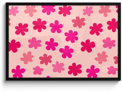 Poster in lijst - Fotolijst 90x60 cm - Posters - Bloemen - Patroon - Roze - Posterlijst zwart - Decoratie - Wanddecoratie woonkamer - Muurdecoratie slaapkamer